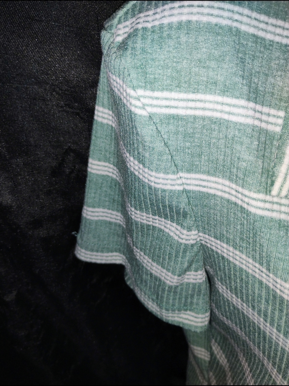 SHEIN Mint Green & White Striped Cropped Collared Top - Picture 7 of 8